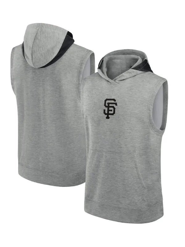SF Giants Grey Sleeveless Hoodie – Grey Pullover Fleece