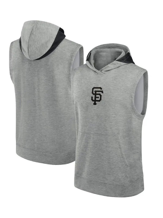 SF Giants Grey Sleeveless Hoodie – Grey Pullover Fleece