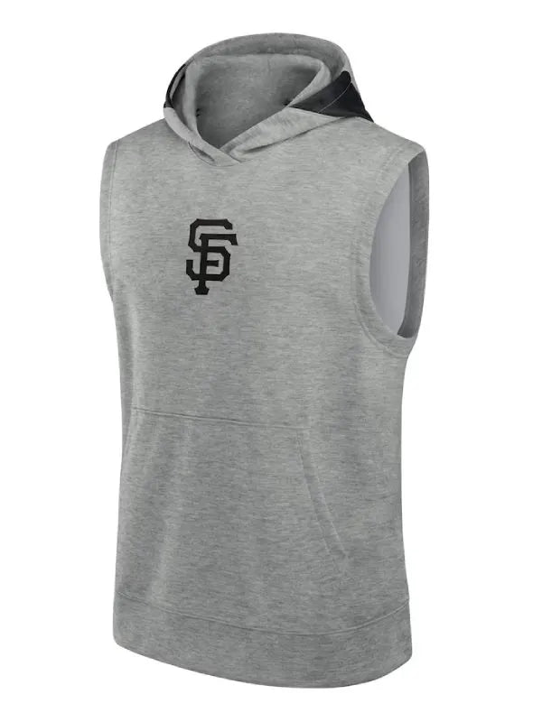 SF Giants Grey Sleeveless Hoodie – Grey Pullover Fleece