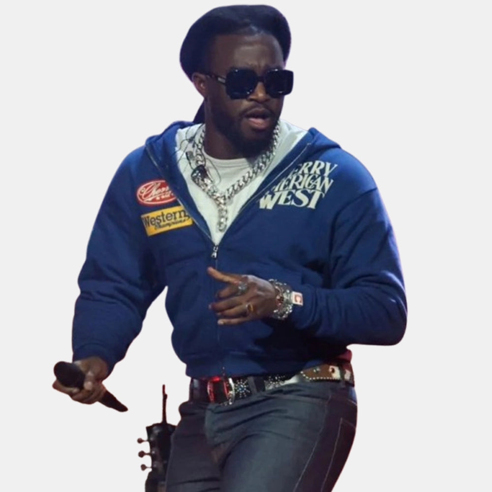 Shaboozey iHeartRadio Jingle Ball Hoodie – Blue Zip-Up Fleece