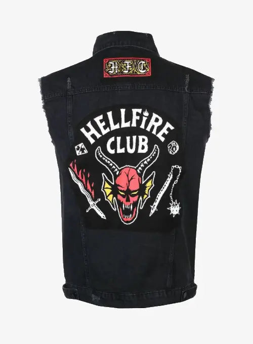 Stranger Things Hellfire Club Black Denim Vest