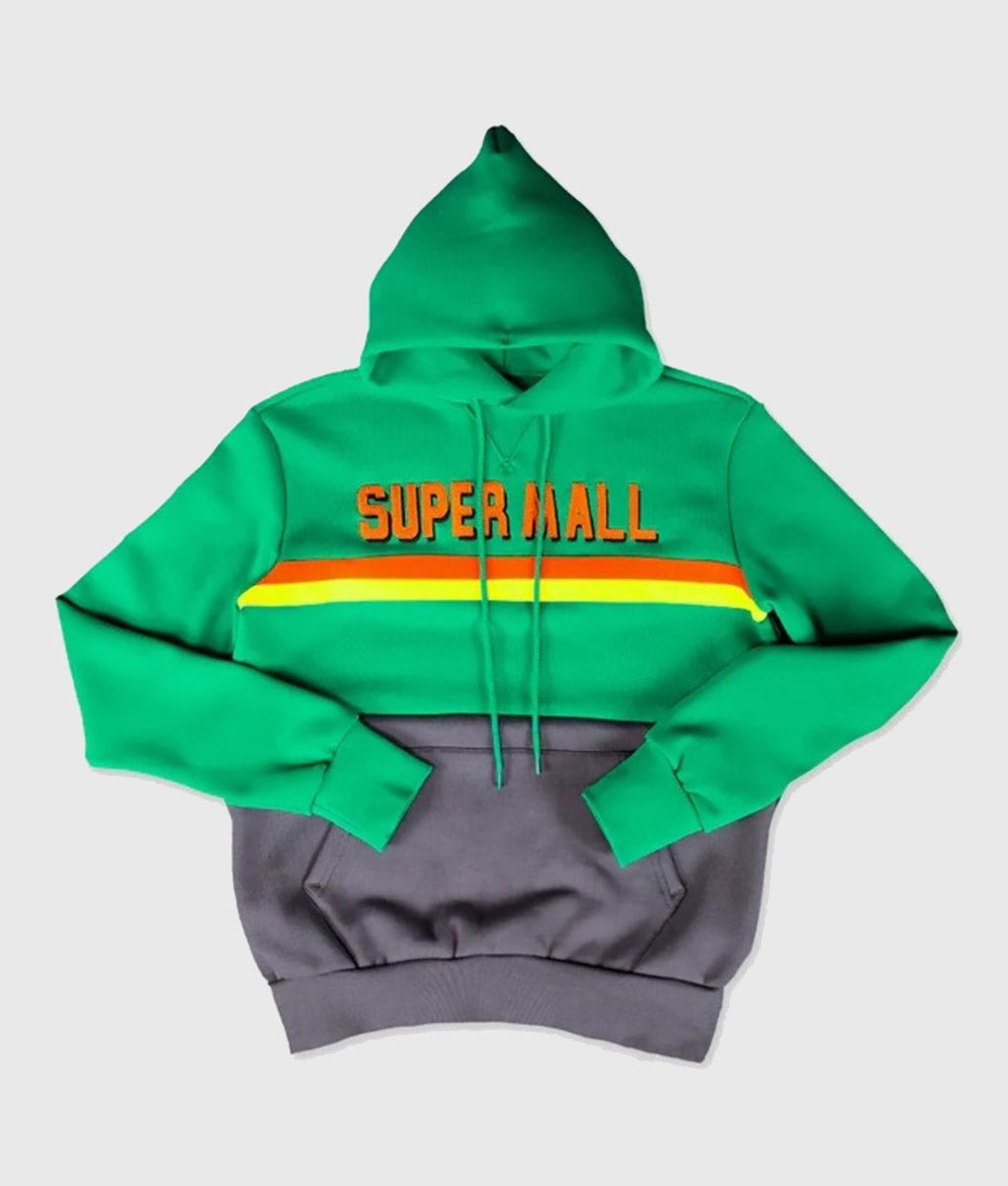 Super Mall Green &amp; Grey Pullover Hoodie
