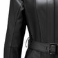 Women Black Leather Coat - Hooded Leather Coat