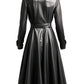 Women Black Leather Coat - Long Leather Coat