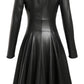 Women’s Black Leather Long Coat – Elegant Long Leather Outerwear