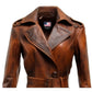 Women Distressed Brown Vintage Leather Long Coat