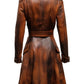 Women Distressed Brown Vintage Leather Long Coat