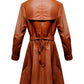 Women Tan Brown Vintage Leather Coat