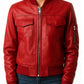Freya Leather Red Jacket - Women Leather Jacket Red