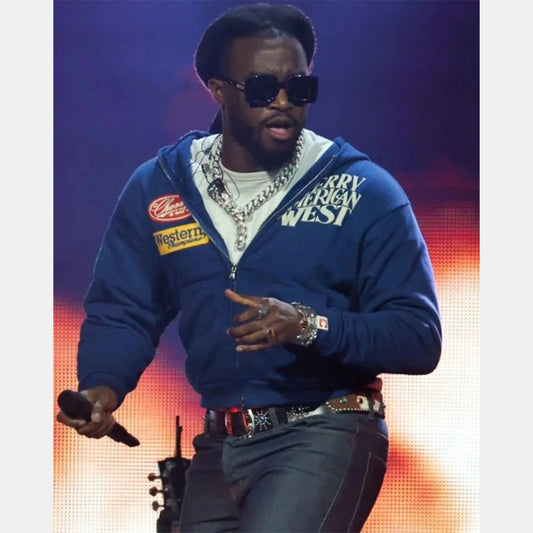 Shaboozey iHeartRadio Jingle Ball Hoodie – Blue Zip-Up Fleece