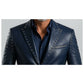 Jack Blue Leather Blazer Leather Blazer for Men Blue