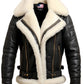 Men Aviator B3 Bomber Black Leather Jacket