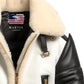 Men Aviator B3 Bomber Leather Jacket - Black and white