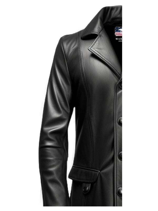 Men’s Black Leather Coat – Premium Long Leather Coat for Men