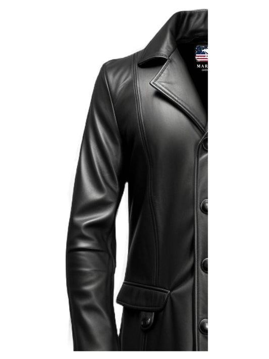 Men’s Black Leather Coat – Premium Long Leather Coat for Men