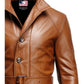 Men Vintage Big Pockets Tan Brown Leather Coat - Leather Long Coat