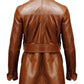 Men Vintage Big Pockets Tan Brown Leather Coat - Leather Long Coat