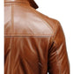 Men Vintage Big Pockets Tan Brown Leather Coat - Leather Long Coat