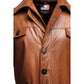 Men Vintage Brown Leather Coat- Long Leather Coat