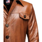 Men Vintage Brown Leather Coat- Long Leather Coat