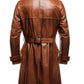 Men Vintage Brown Leather Coat- Long Leather Coat