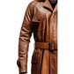 Men Vintage Brown Long Coat - Distressed Leather Brown Coat