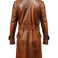 Men Vintage Brown Long Coat - Distressed Leather Brown Coat