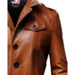 Men Vintage Tan Brown Leather Coat - Leather Long Coat