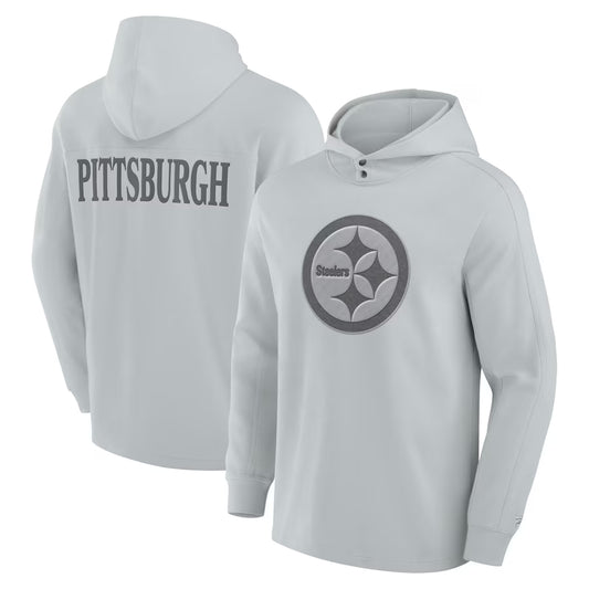 Pittsburgh Steelers FELT Gray Pullover Hoodie (Recreated)