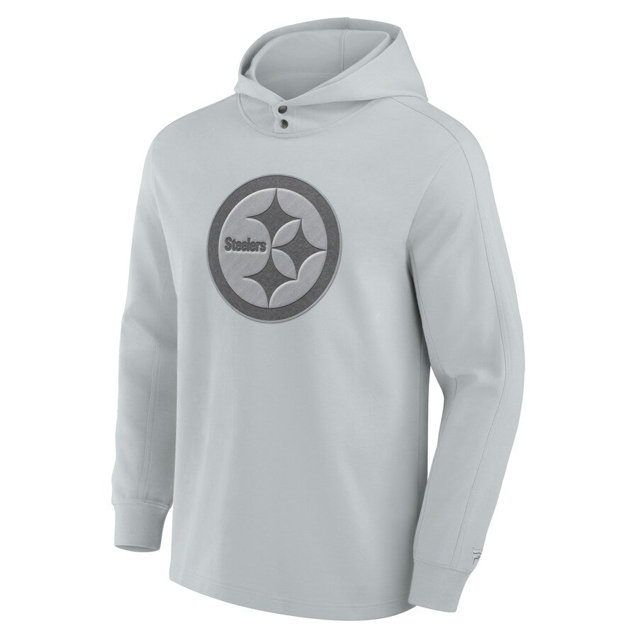 Pittsburgh Steelers FELT Gray Pullover Hoodie (Recreated)