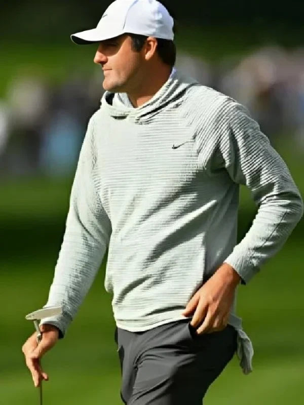 Scottie Scheffler Nike Golf Hoodie – Grey and White Pullover