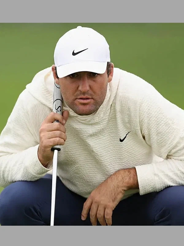Scottie Scheffler Nike Golf Hoodie – Grey and White Pullover