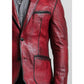 Theo Red Leather Blazer - Leather Blazer for Men Red