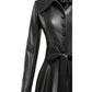 Women’s Black Leather Long Coat – Elegant Long Leather Outerwear