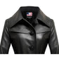 Women Black Real Long Leather Coat