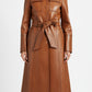 Women’s Stylish Italian Brown Waxed Leather Coat